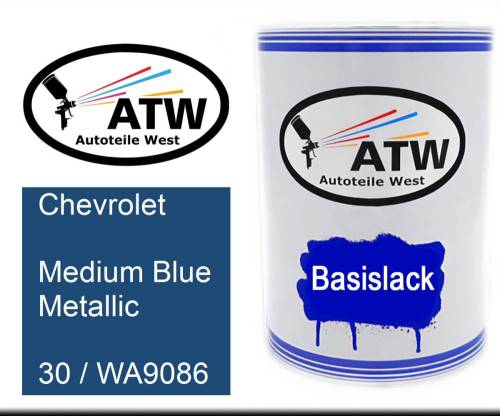 Chevrolet, Medium Blue Metallic, 30 / WA9086: 500ml Lackdose, von ATW Autoteile West.